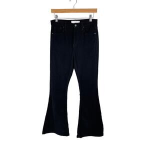 TOPSHOP Jamie High Waist Corduroy Flare Bell Bottoms Pants Size 6 Black Disco